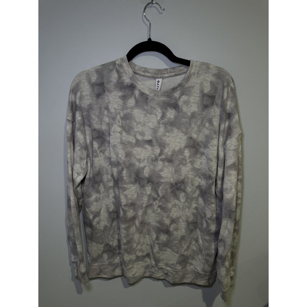 Athleta Womens Sweatshirt Gray White Studio To Street Tie Dye Long Sleeve